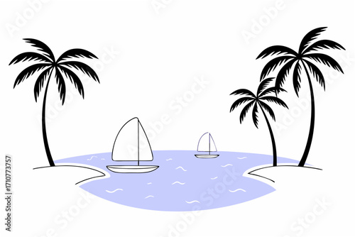 vector illustration of a tropical island