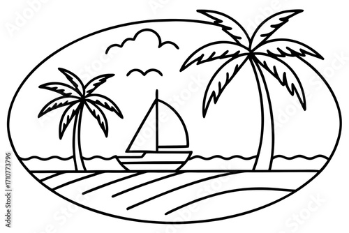 tropical island with palm trees
