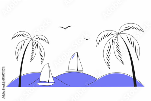 vector illustration of a tropical beach