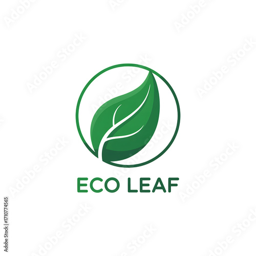 Green leaf emblem with text circle logo eco friendly