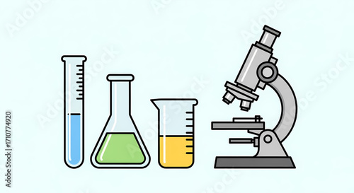 Laboratory equipment and microscope illustration
