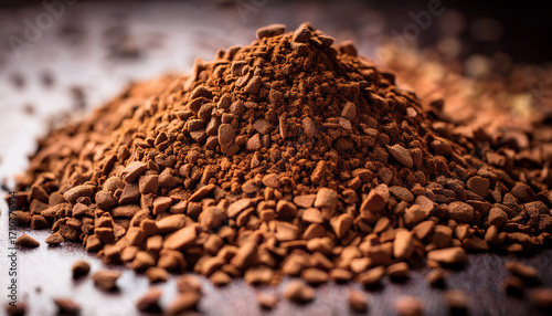 Macro Photo Of Freeze Dried Granulated Instant Coffee Selective Focus