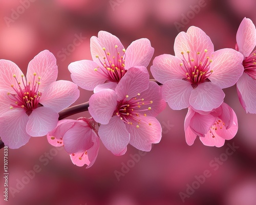 Delicate pink blossoms in soft focus