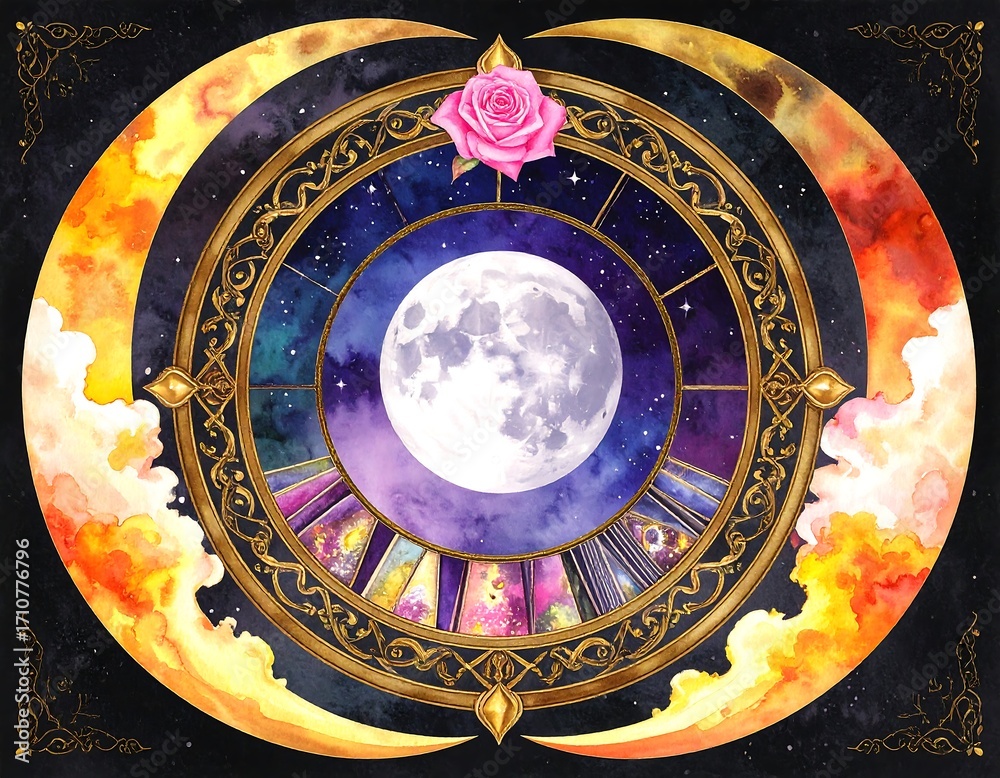 Fototapeta premium Celestial moon phases art