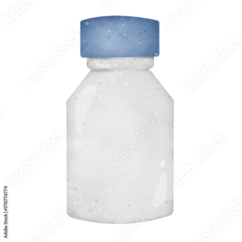 bottle glass of water cartoon watercolor 