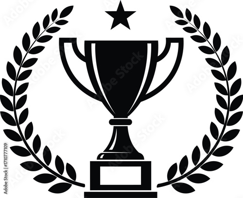 Premium vector trophy laurel wreath star award illustration for success and achievement