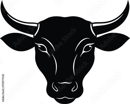 farm life bull with horns silhouette vector design
