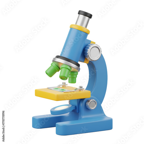 3D Render: Colorful Microscope - Science Education Resource