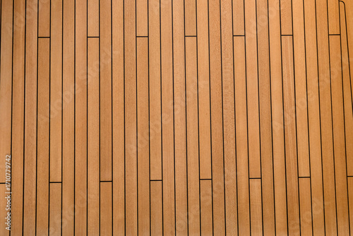 Teak wood deck texture background. Wooden deck on super yacht. Yachting concept.