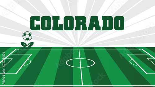 COLORADO Drawings Of City Names, USA Soccer green field, Vector Illustration Abstract Editable image, Social Media and web Post