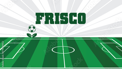 FRISCO Drawings Of City Names, USA Soccer green field, Vector Illustration Abstract Editable image, Social Media and web Post