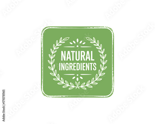 Natural Ingredients Green Label with Organic Leaves Design for Healthy Products and Branding Solutions with Environmentally Conscious Packaging and Marketing Messages
