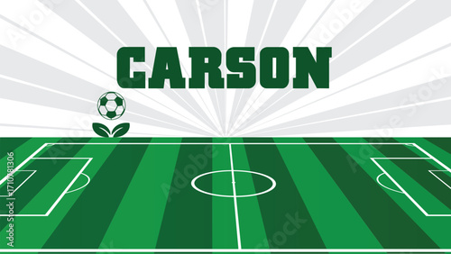 CARSON Drawings Of City Names, USA Soccer green field, Vector Illustration Abstract Editable image, Social Media and web Post