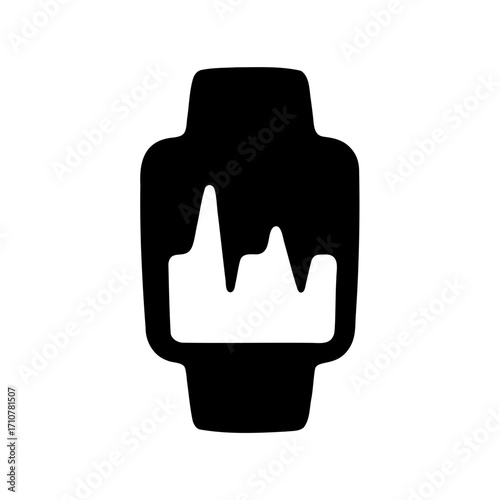 Abstract illustration of a smartwatch with a fluctuating graph display