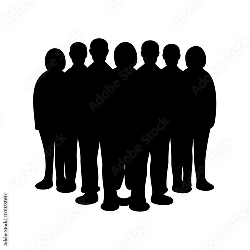 Silhouette of a group of people standing together in a crowd