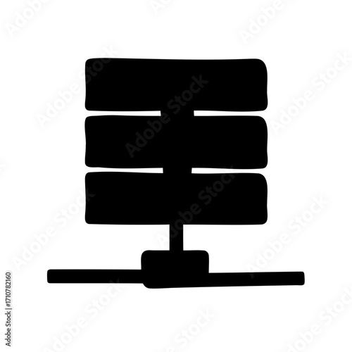 Stylized illustration of a server rack with black bars against a white background