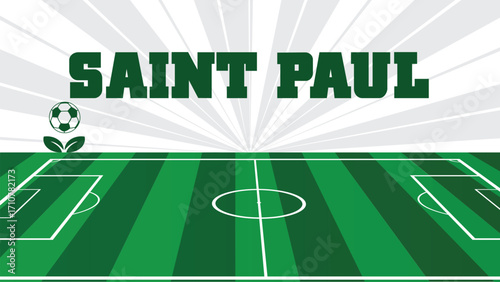 SAINT PAUL Drawings Of City Names, USA Soccer green field, Vector Illustration Abstract Editable image, Social Media and web Post