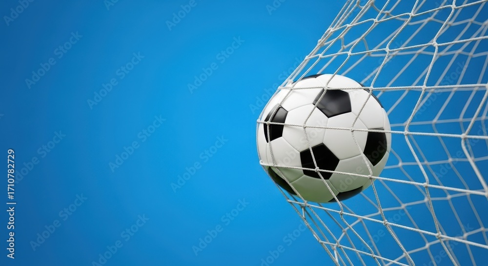 Fototapeta premium Soccer ball hitting the back of the net during a game winning goal