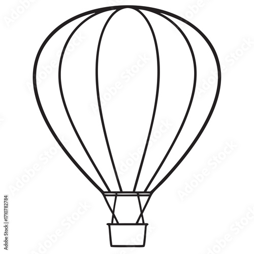 Classic hot air balloon line art illustration