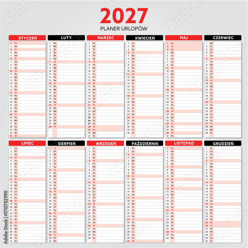 Planer urlopów 2027
