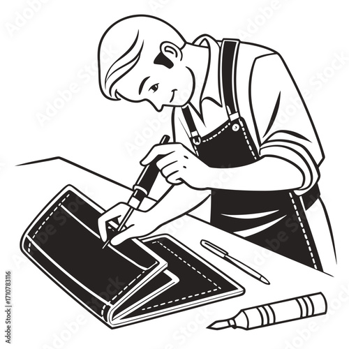 A person staining a piece of leather
