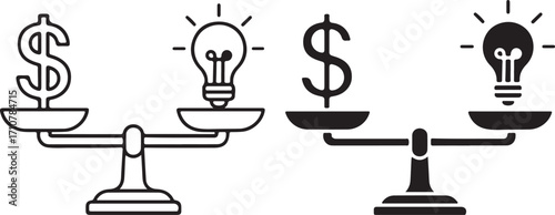 Money Idea Balance Scale Innovation Finance Concept Icon