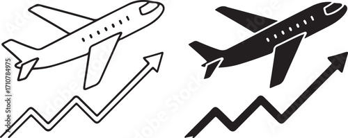 Airplane Growth Travel Business Success Aviation Economy Icon