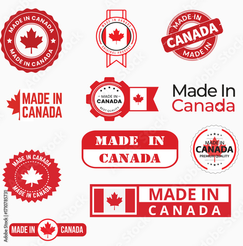 Made in Canada Premium Label Collection, Authentic Canadian Origin Product Labels,Official Made in Canada Packaging Icons, Stylish Canadian Origin Product Badges