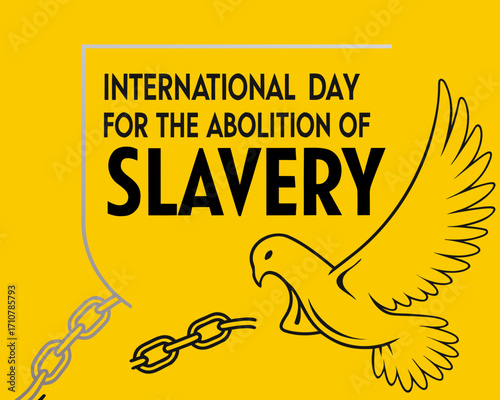 International Day for the Abolition of Slavery with Broken Chains and Dove Illustration