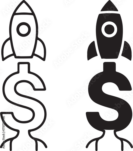 Rocket Dollar Growth Finance Startup Investment Icon