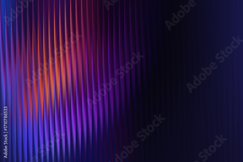 Illustration of abstract vertical lines with purple and orange gradient lighting