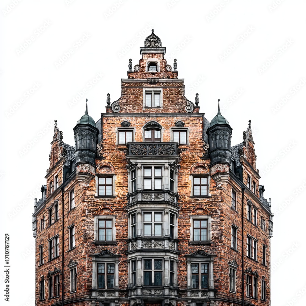 Fototapeta premium Historical Architectural Marvel: A detailed, symmetric, and captivating study of an antique, classical building with a unique and historical aesthetic.