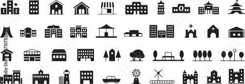 Urban Landscape Icons A Collection of City Buildings and Architectural Structures