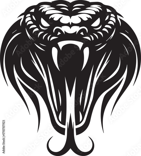 Intimidating cobra head emblem tribal design fierce reptile symbol graphic art