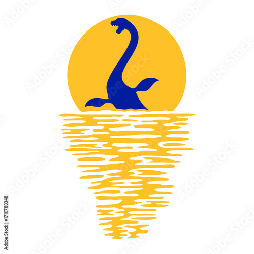 Plesiosaur Sun Sea Vacation Swimming Water Dino Silhouette