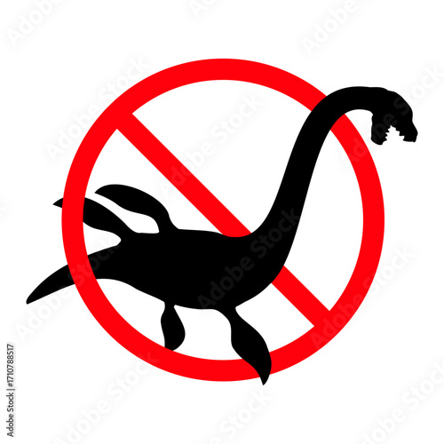 No Plesiosaur Alowed Zone Sign Forbiden Swimming Water