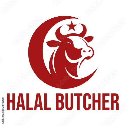 halal butcher meat flat minimalist logo design