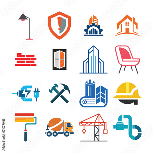 construction icons set