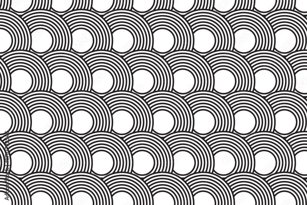 Fototapeta premium Seamless Japanese Seigaiha ocean waves vector pattern, traditional asian geometric background.