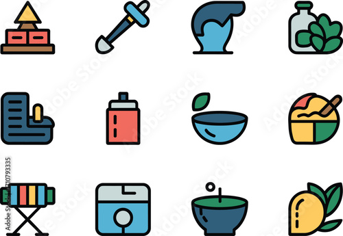 Set of 10 editable solid icons for healthcare spa and wellness services