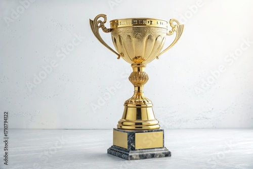Golden Trophy on a Marble Base Showcasing Achievement and Victory