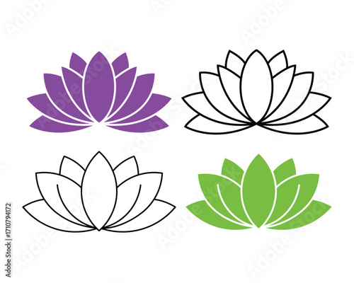 Lotus flower vector set collection of lotus flower illustrations in different styles and colors for design
