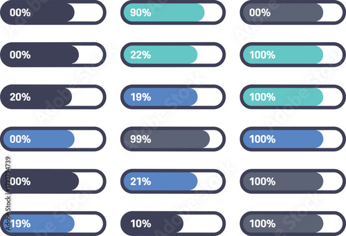 Modern progress bar designs set ui elements for web and app development interface design