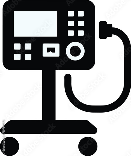 Silhouette icon of a medical ventilator machine for respiratory support and healthcare