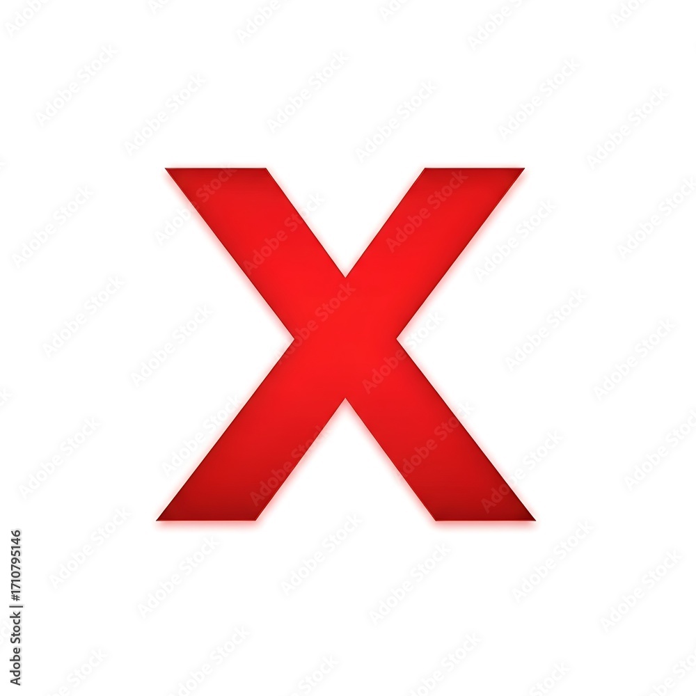 Obraz premium A bold, red capital letter X stands out against a plain white background, showcasing a strong visual contrast.