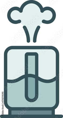Simple flat icon of an air humidifier releasing steam for clean air and comfort