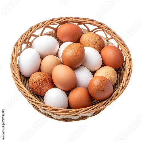 Wallpaper Mural Basket of Brown and White Eggs Isolated on White Background Torontodigital.ca