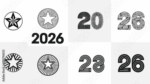 Star and number combinations offer design possibilities for unique graphics and modern branding elements