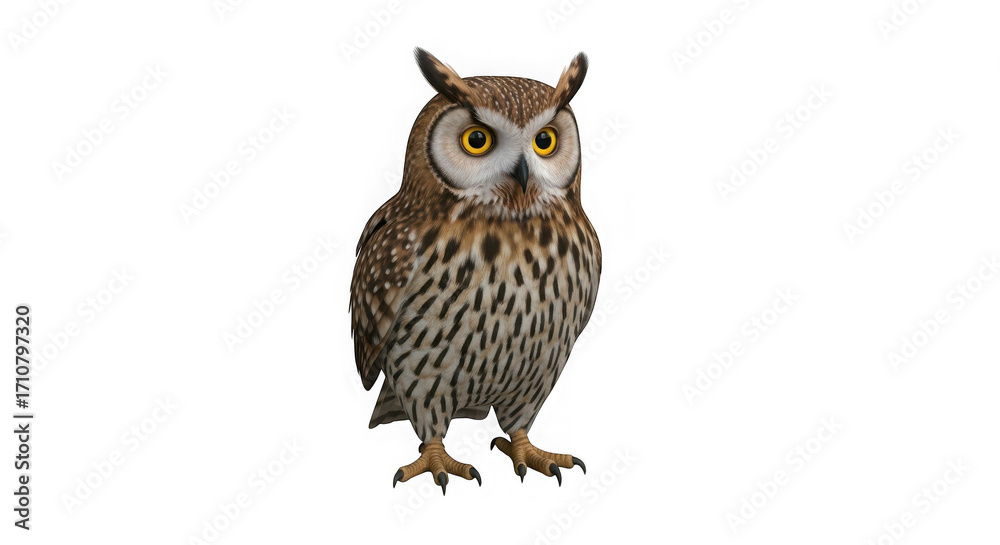 Naklejka premium Majestic brown owl perched serene capturing nature's elegance in a detailed wildlife portrait transparent background