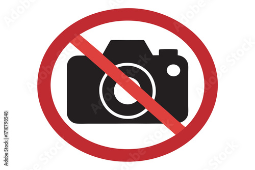 Red circular prohibition symbol with a diagonal line